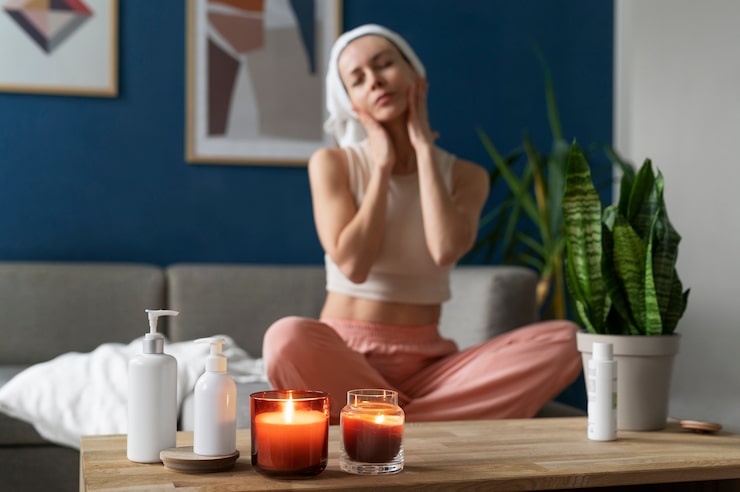 Vücut losyonları ve kremler spa atmosferi yatay çekim